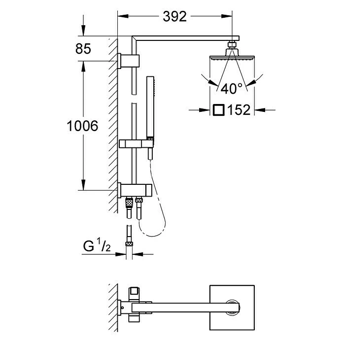 Budget 😍 BAUHAUS Grohe Duschsystem Euphoria Cube Mit Umsteller, Lochabstand: 1.006 Cm, Anzahl Strahlarten: 1 Stk., Chrom 😉 2 Budget 😍 BAUHAUS Grohe Duschsystem Euphoria Cube Mit Umsteller, Lochabstand: 1.006 Cm, Anzahl Strahlarten: 1 Stk., Chrom 😉 – Bild 2