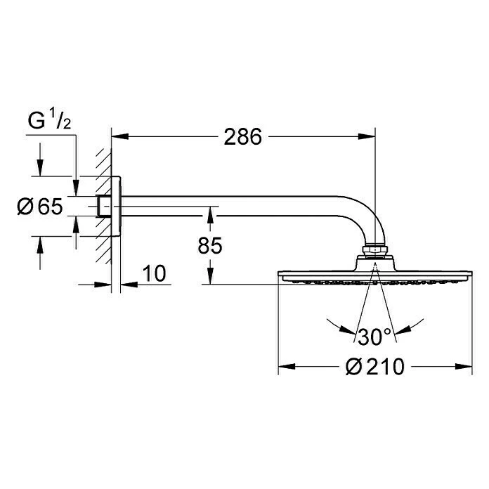 Angebote 🎁 BAUHAUS Grohe Kopfbrausen-Set Rainshower Cosmopolitan 210 Durchmesser: 21 Cm, 9,5 L/min Bei 3 Bar, Wandmontage, Chrom 👍 2 Angebote 🎁 BAUHAUS Grohe Kopfbrausen-Set Rainshower Cosmopolitan 210 Durchmesser: 21 Cm, 9,5 L/min Bei 3 Bar, Wandmontage, Chrom 👍 – Bild 2