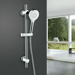 Auslauf 😀 BAUHAUS Camargue Brausegarnitur Batöni Art Strahl: Runder Duschregen, Großflächiger Duschregen, Intensiver Duschregen, Chrom/Weiß 😉 -Duschsysteme Verkäufe 12 1181