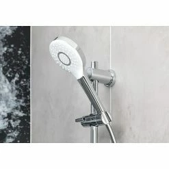 Auslauf 😀 BAUHAUS Camargue Brausegarnitur Batöni Art Strahl: Runder Duschregen, Großflächiger Duschregen, Intensiver Duschregen, Chrom/Weiß 😉 -Duschsysteme Verkäufe 12 1183