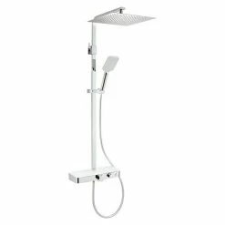 Blitzangebot 👍 BAUHAUS Camargue Duschsystem Grande Vita Mit Thermostatarmatur, Anzahl Strahlarten: 3 Stk., Chrom/Weiß ⭐