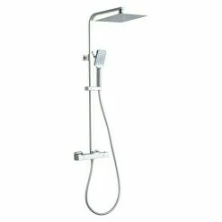 Brandneu 🤩 BAUHAUS Camargue Duschsystem Arizona Mit Thermostatarmatur, Anzahl Strahlarten: 3 Stk., Chrom 👍