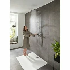 Budget ⌛ BAUHAUS Hansgrohe Crometta Duschsystem S Showerpipe 240 Mit Thermostatarmatur, Lochabstand: 103,4 Cm, Anzahl Strahlarten: 2 Stk., Chrom ⭐ -Duschsysteme Verkäufe 12 4