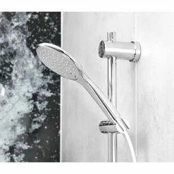 Coupon 🎁 BAUHAUS Camargue Brausegarnitur Kjos Art Strahl: Kraftvoller Duschregen, Sanfter Duschregen Mit Luftsprudeltem Duschregen, Massagestrahl, Chrom 😉 -Duschsysteme Verkäufe 12 411