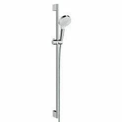 Budget ❤️ BAUHAUS Hansgrohe Crometta Brausegarnitur Vario Lochabstand: 91,5 Cm, Art Strahl: Rain, IntenseRain, Chrom/Weiß 🥰