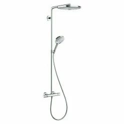Angebote 😍 BAUHAUS Hansgrohe Duschsystem Raindance Select S Showerpipe 300 Mit Thermostatarmatur, Lochabstand: 94 Cm, Anzahl Strahlarten: 3 Stk., Chrom ⌛