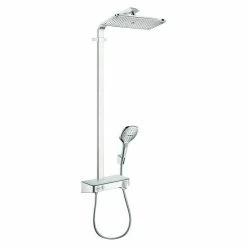 Rabatt 🎁 BAUHAUS Hansgrohe Duschsystem Raindance E Showerpipe 360 Mit Thermostatarmatur, Anzahl Strahlarten: 3 Stk., Chrom, Höhe: 110 Cm ❤️