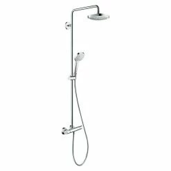 Großhandel 🥰 BAUHAUS Hansgrohe Duschsystem Croma Select E Showerpipe 180 Mit Thermostatarmatur, Lochabstand: 98,1 Cm, Anzahl Strahlarten: 3 Stk., Chrom/Weiß 😍