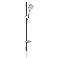 Brandneu 🤩 BAUHAUS Hansgrohe Brausegarnitur Raindance Select E 120 Lochabstand: 91,5 Cm, Art Strahl: Rain, RainAir, Whirl, Chrom/Weiß 🥰