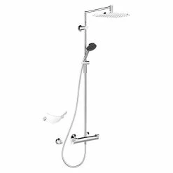 Auslauf 🎁 BAUHAUS Hansa Fit Duschsystem Mit Thermostatarmatur, Lochabstand: 100,5 Cm, Anzahl Strahlarten: 3 Stk., Chrom 👍