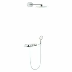 Am billigsten 😉 BAUHAUS Grohe Duschsystem Rainshower Duo 360 Mit Thermostatarmatur, Anzahl Strahlarten: 2 Stk., Chrom ❤️