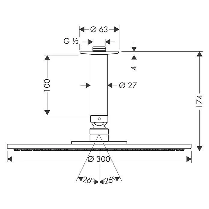 Billig 😀 BAUHAUS Hansgrohe Kopfbrausen-Set Raindance S 300 Durchmesser: 30 Cm, 20 L/min Bei 3 Bar, Deckenmontage, Chrom 🧨 2 Billig 😀 BAUHAUS Hansgrohe Kopfbrausen-Set Raindance S 300 Durchmesser: 30 Cm, 20 L/min Bei 3 Bar, Deckenmontage, Chrom 🧨 – Bild 2